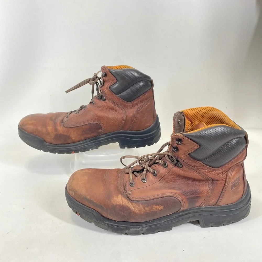 Timberland PRO 24097 Mens Brown Leather Work Boots Oil Slip Resistant Size 15 M